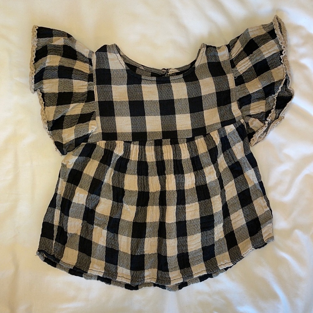 Toddler girl size 3t Art Class (target) plaid, ruffle blouse